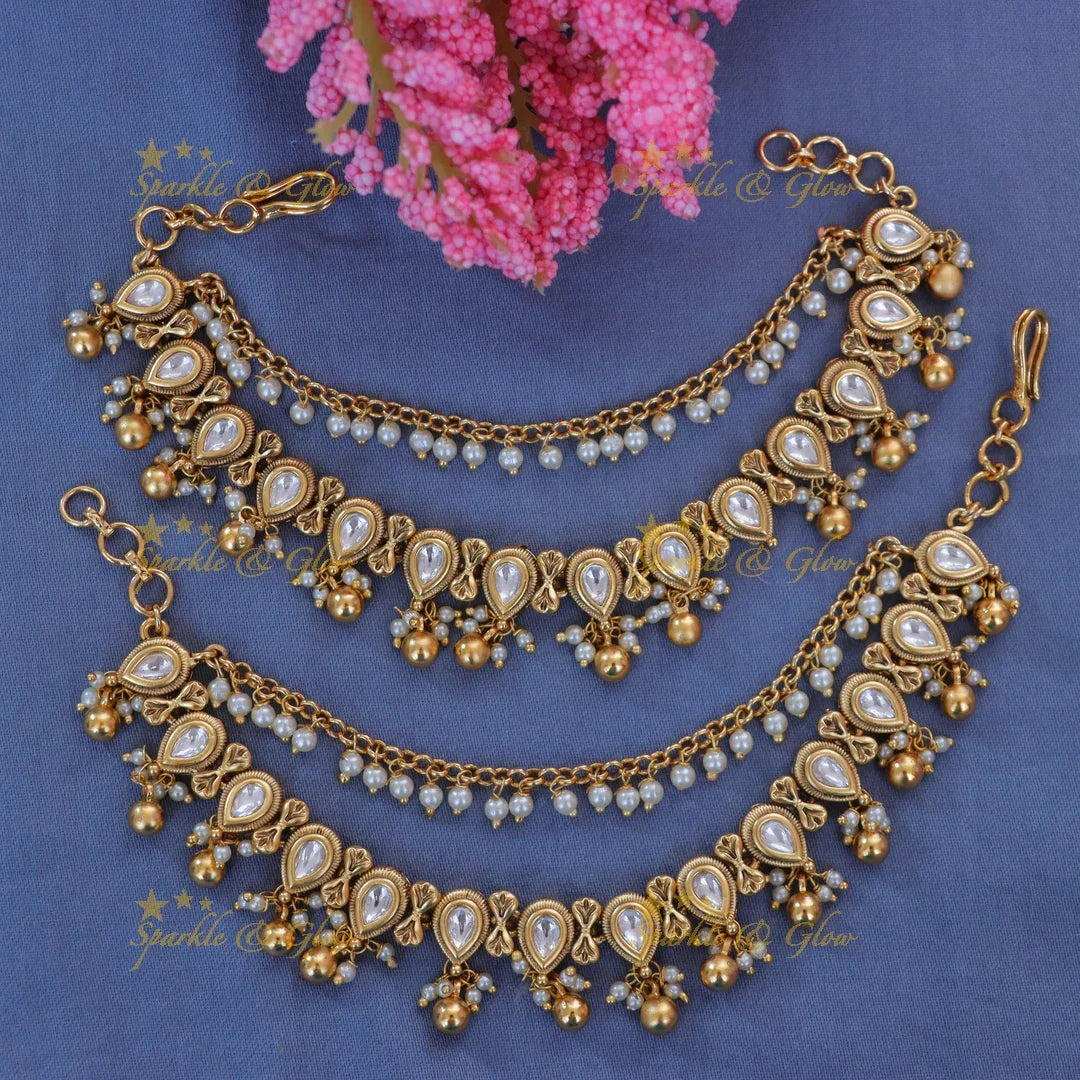Luxurious Gold Bead Festive Earchain Collection