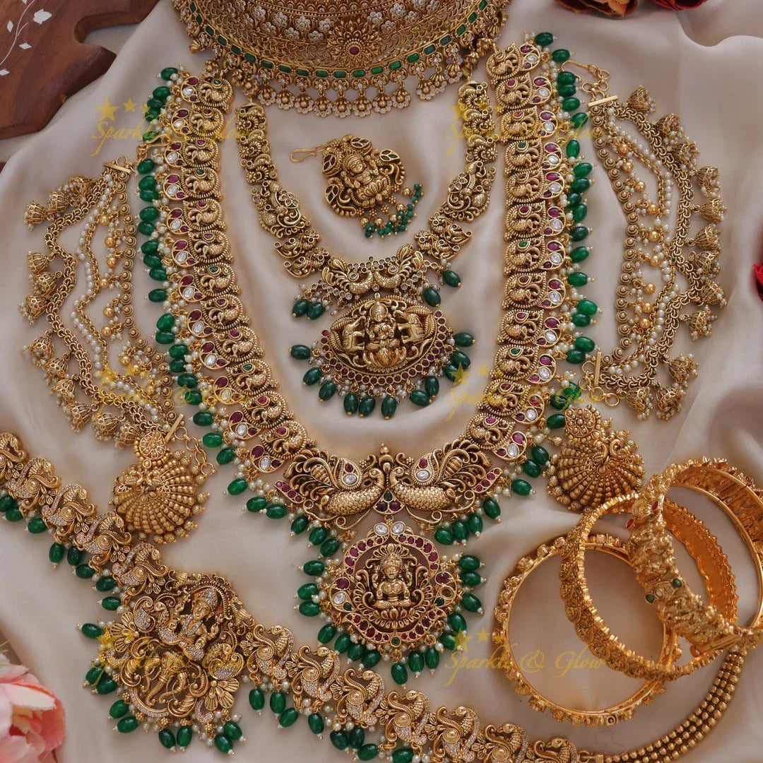 Exquisite Lakshmi Peacock Bridal Jewelry Set