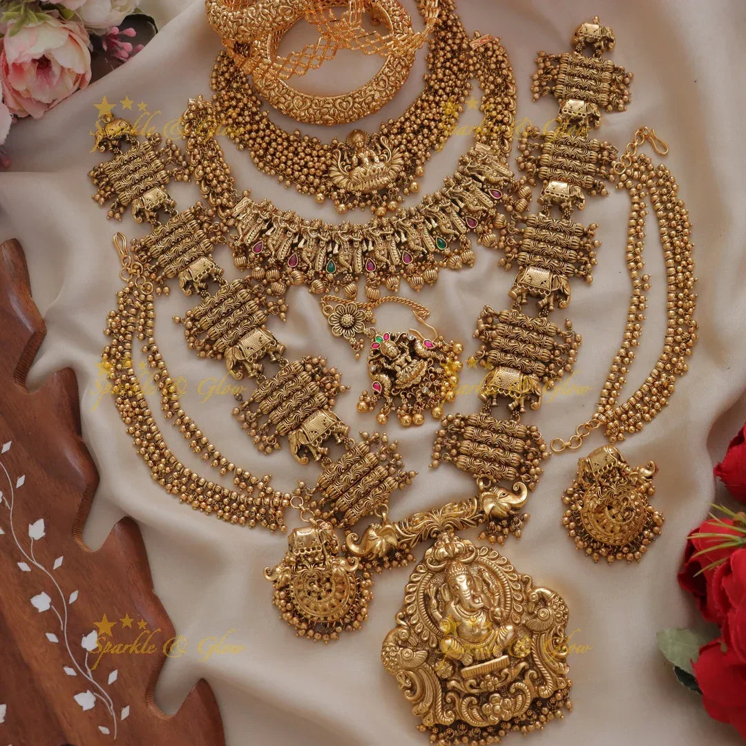 Exquisite Ganesha Bridal Set - Majestic Jewelry for Brides