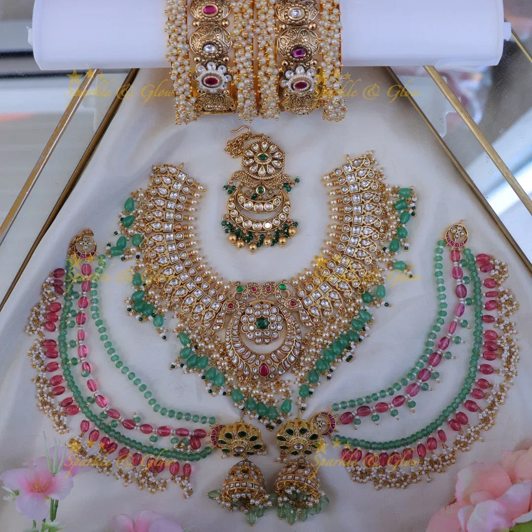 Exquisite Jadau Kundan Semi Bridal Jewellery Set