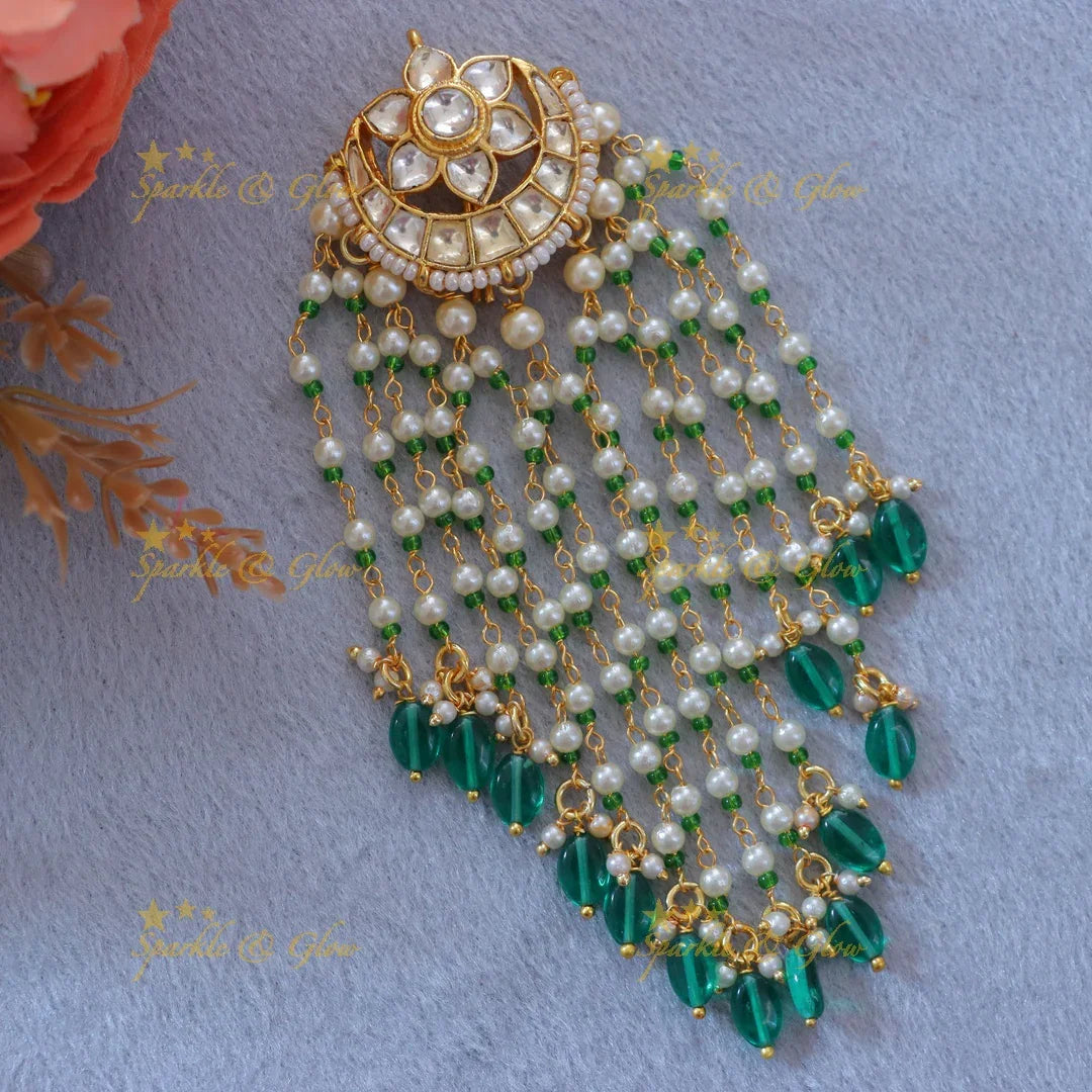 Exquisite Pearl & Green Beads Hair Accessory - Festive Jewel