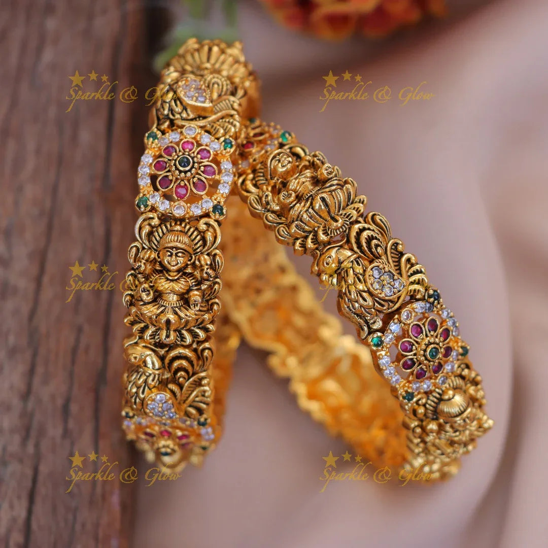 Exquisite Temple Bridal Peacock Bangle for Celebrations