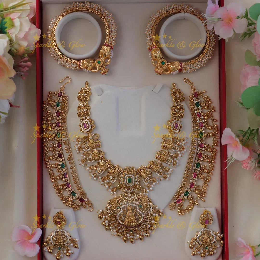Lakshmi Peacock CZ Semi Bridal Jewellery Set Online