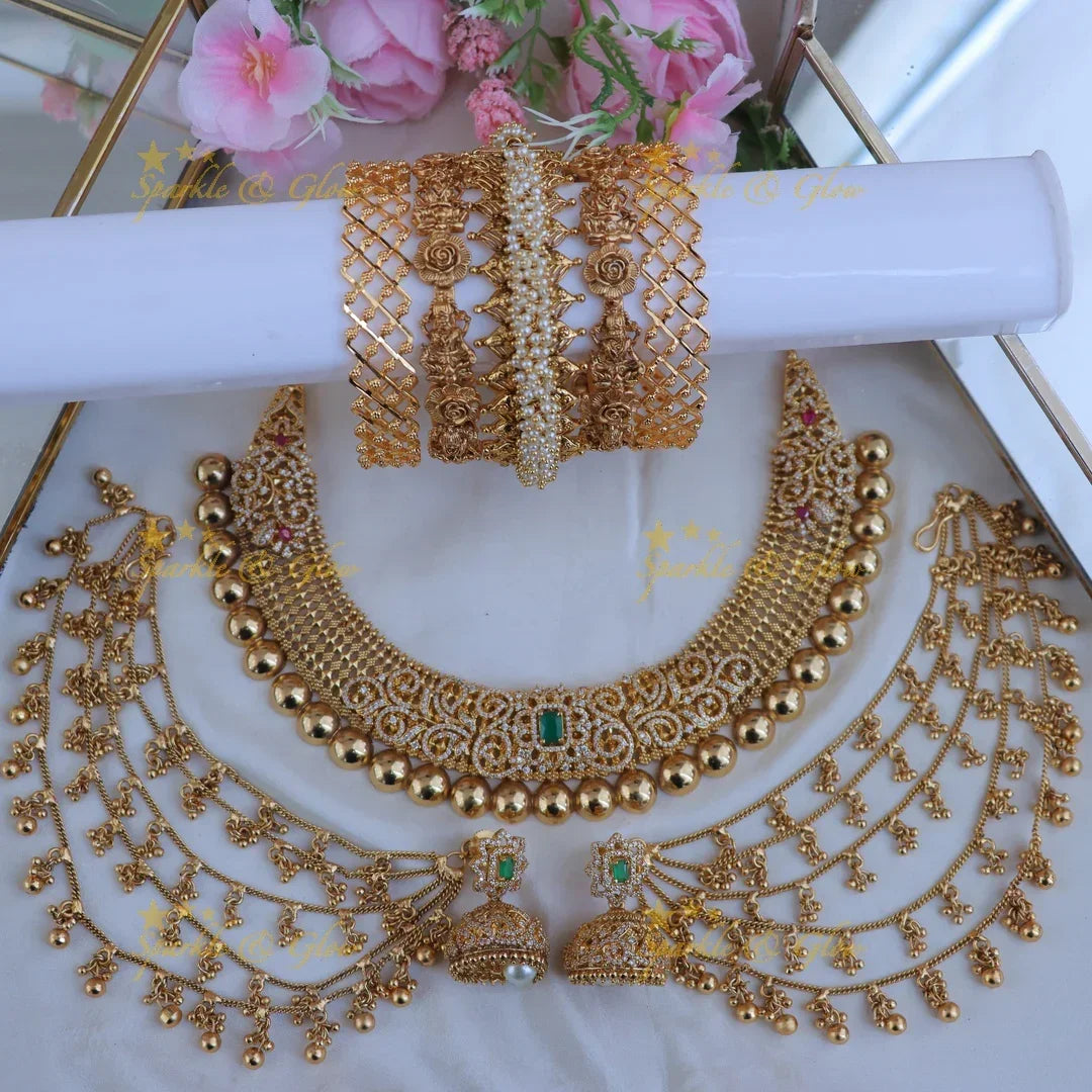 Luxurious Semi Bridal Set with Elegant AD Stones