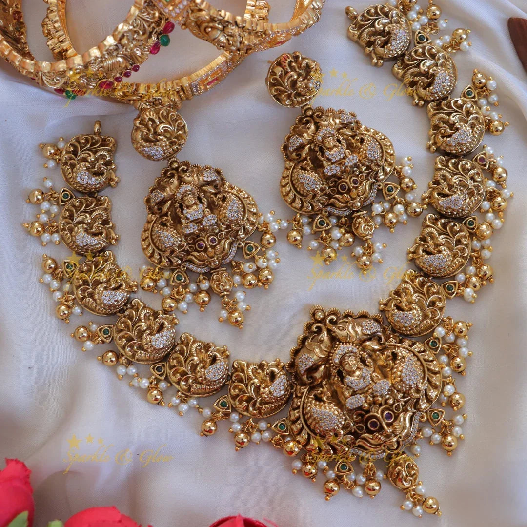 Exquisite Lakshmi Peacock Semi Bridal Jewellery Set Online