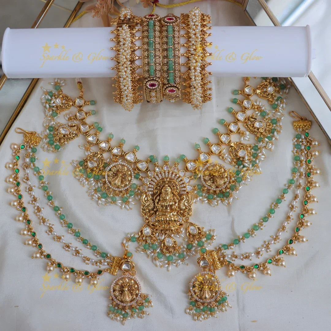 Exquisite Lakshmi Kundan Semi Bridal Set - Sparkle & Glow