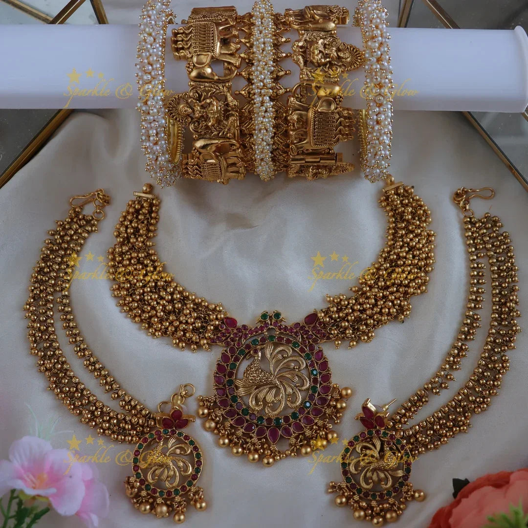 Dazzling Peacock Bridal Set for Unmatched Elegance