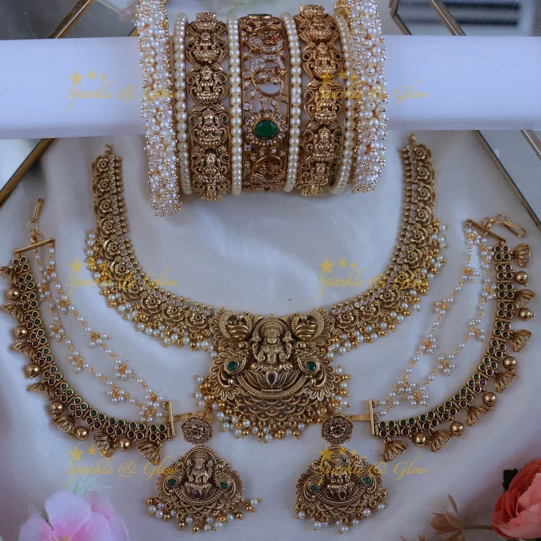 Luxurious Lakshmi Peacock Semi Bridal Jewelry Set