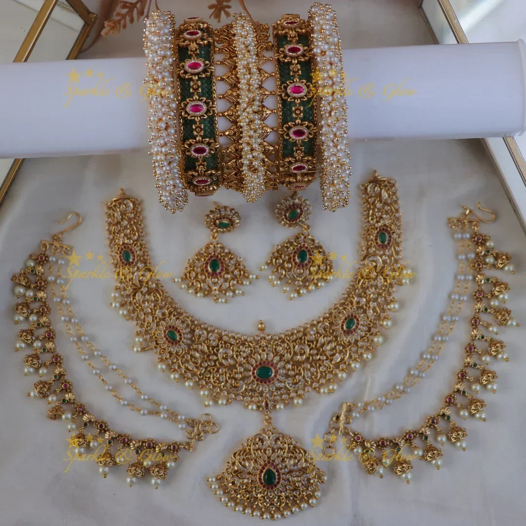 Exquisite American Diamond Floral Semi Bridal Set
