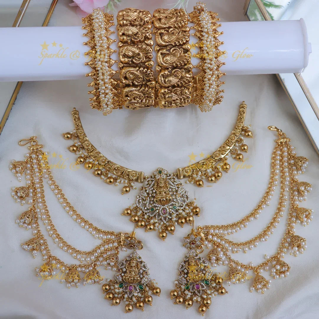 Luxurious Antique Lakshmi Bridal Set | Exquisite Imitation Jewelry