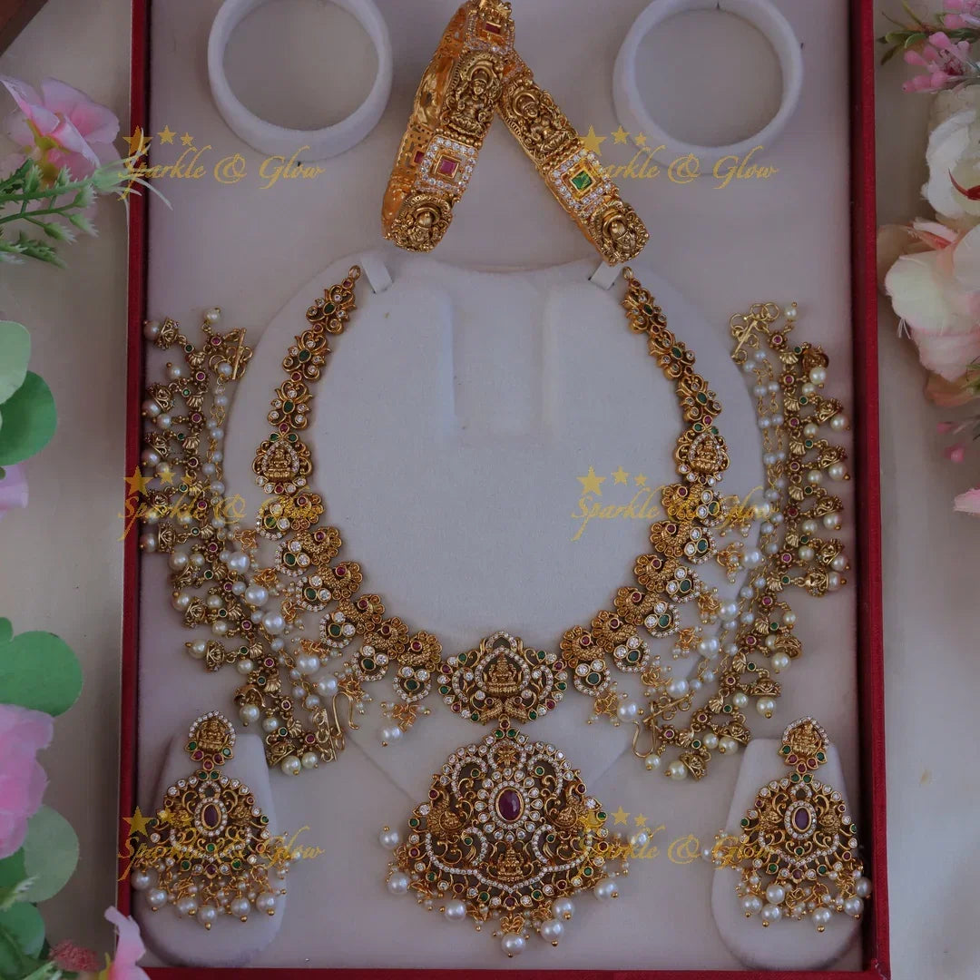 Lakshmi CZ Bridal Necklace - Premium Indian Elegance
