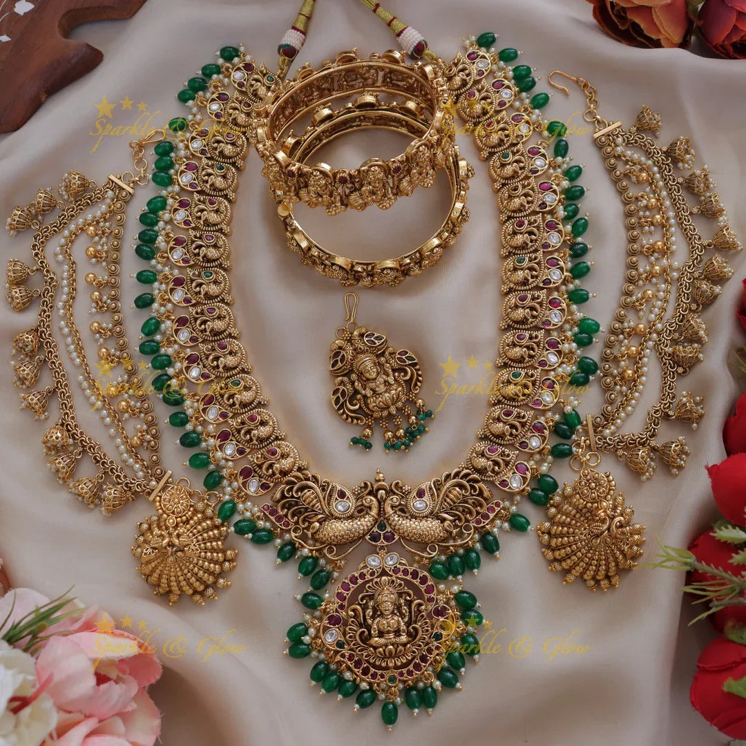 Exquisite Indian Semi Bridal Jewels | Lakshmi Peacock Set