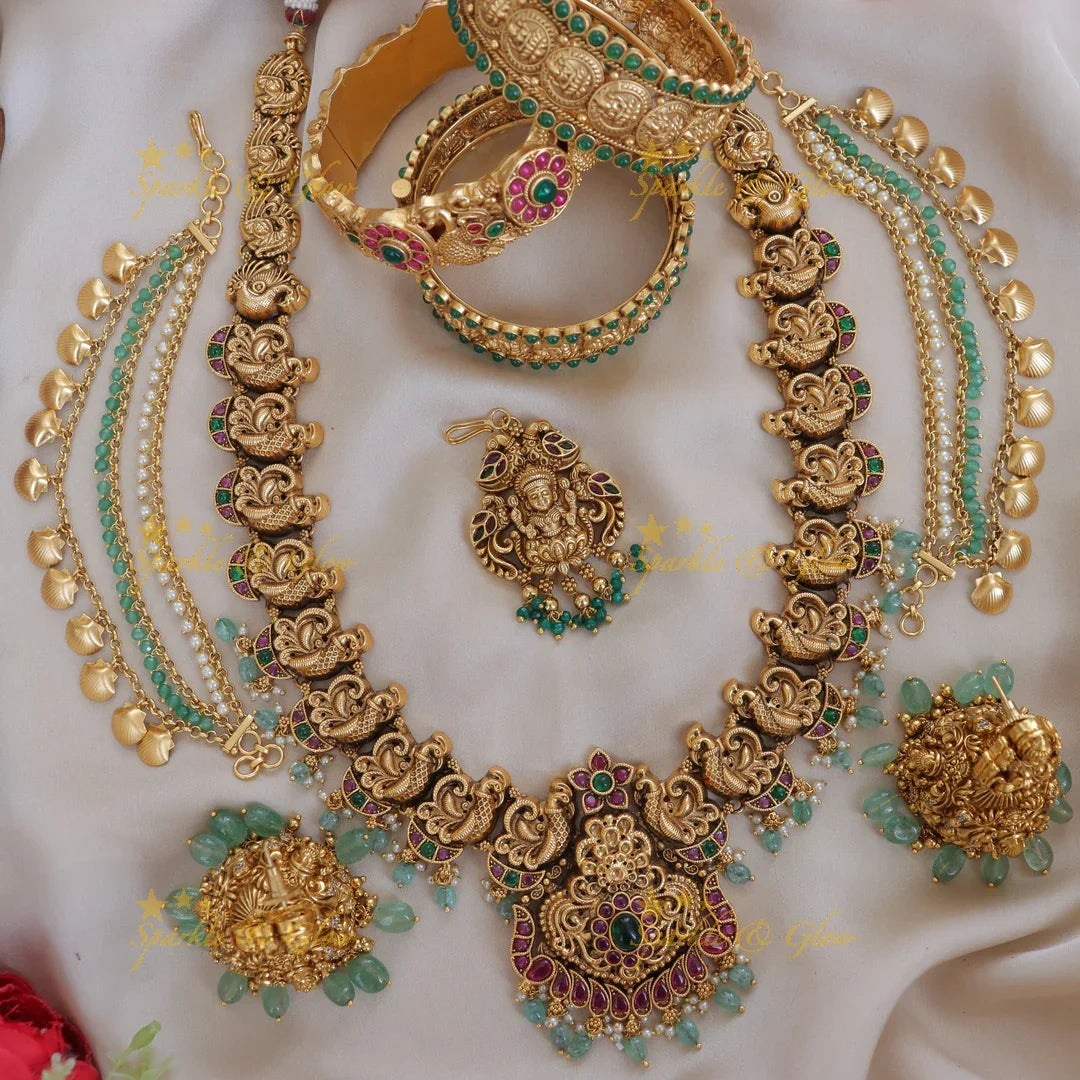Exquisite Peacock Floral Semi Bridal Jewellery Set