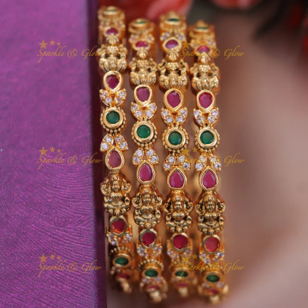 Exquisite Gold Lakshmi Stone Bangle - Festive Elegance