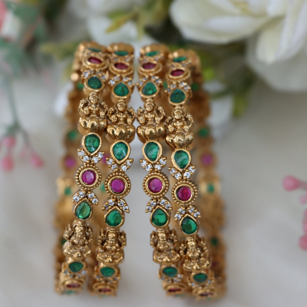 Exquisite Gold Lakshmi Stone Bangle - Festive Elegance