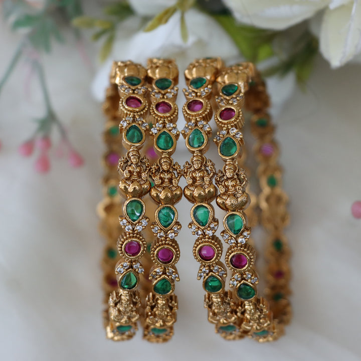 Exquisite Gold Lakshmi Stone Bangle - Festive Elegance