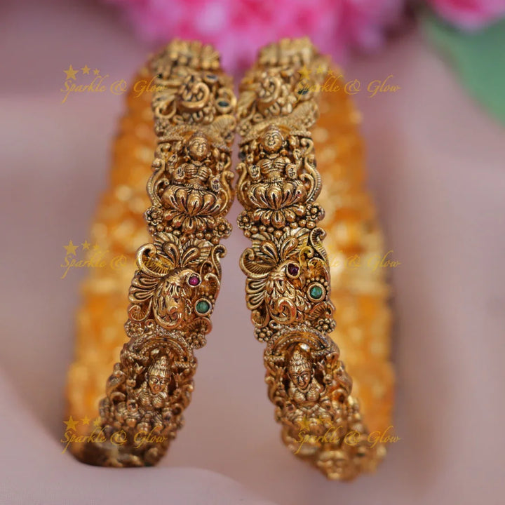 Sparkling Lakshmi Peacock Bangles - Exquisite Temple Jewelry