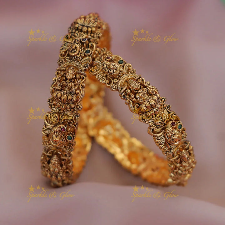 Sparkling Lakshmi Peacock Bangles - Exquisite Temple Jewelry