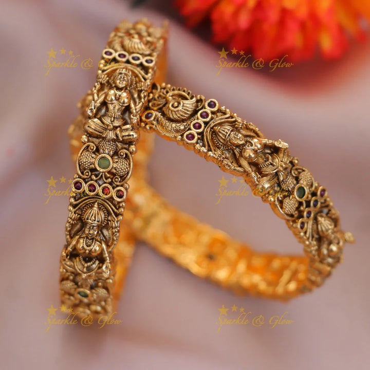 Exquisite Temple Lakshmi Gold Bangle for Weddings