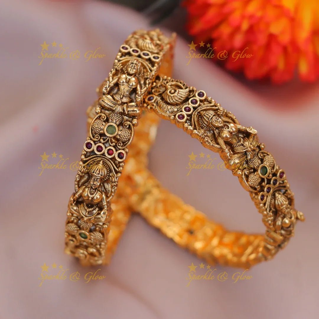 Exquisite Temple Lakshmi Gold Bangle for Weddings