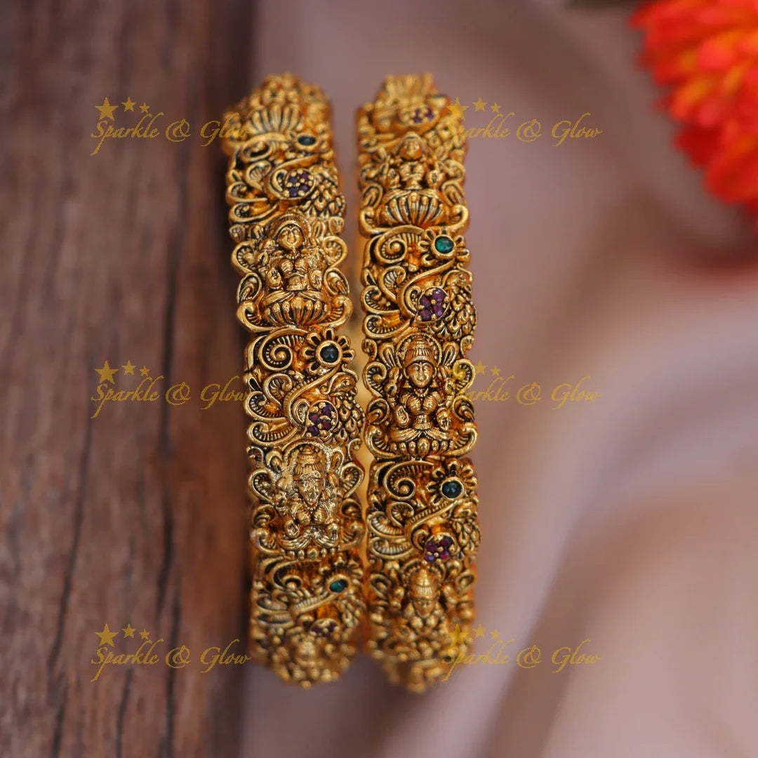 Stunning Lakshmi Peacock Bangle - Temple Jewelry