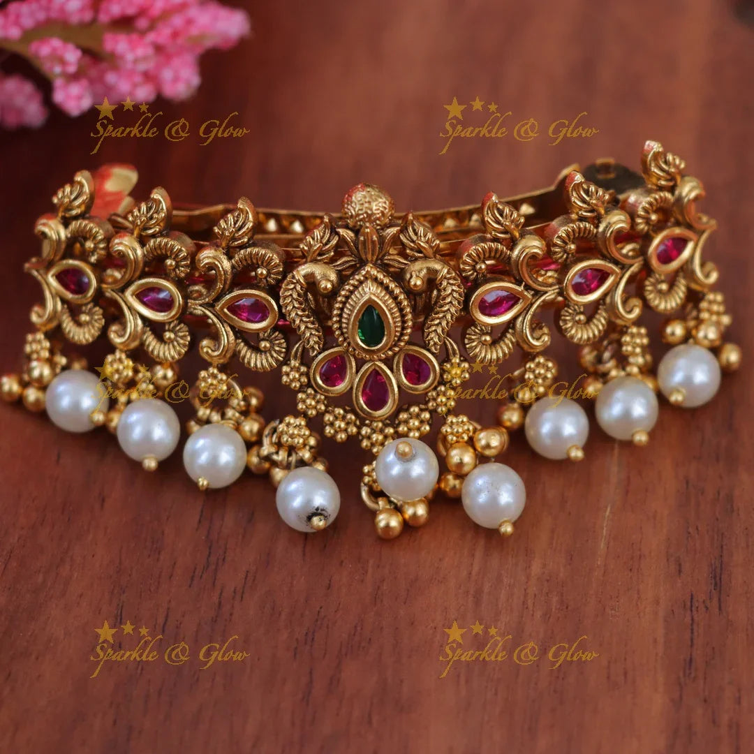 Exquisite Gold Peacock Hairclip for Festive Glam