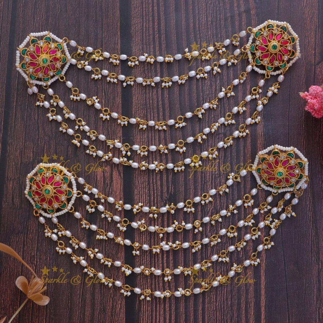 Elegant Gold Earchain Set for Weddings & Festivities