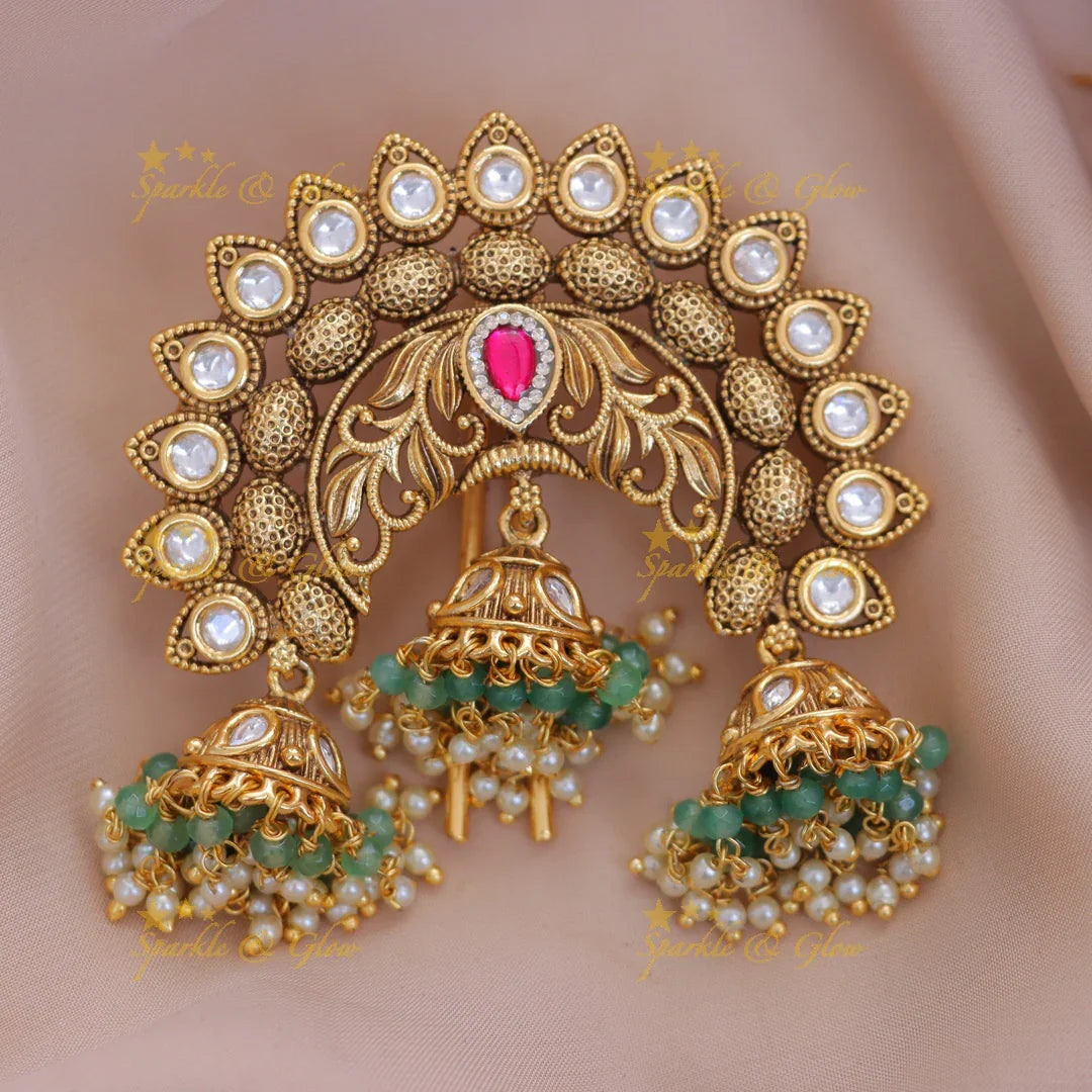 Exquisite Kundan Gold Hairpin for Weddings & Festivities