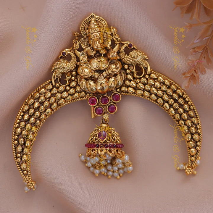 Ganesha Peacock Hairpin - Elegant Festival Jewellery