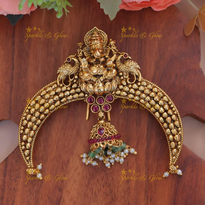 Ganesha Peacock Hairpin - Elegant Festival Jewellery