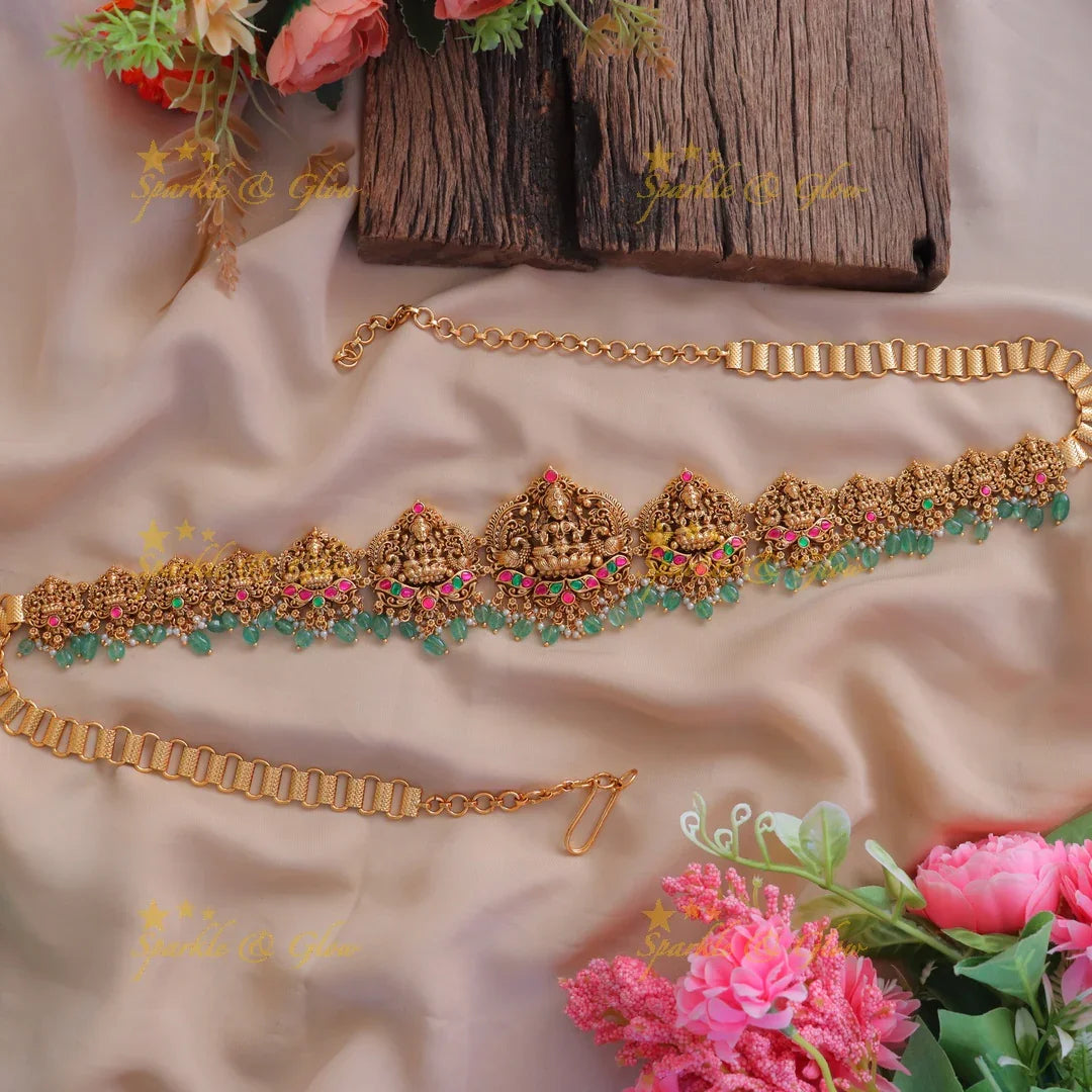 Exquisite Jadau Kundan Peacock Bridal Hip Chain