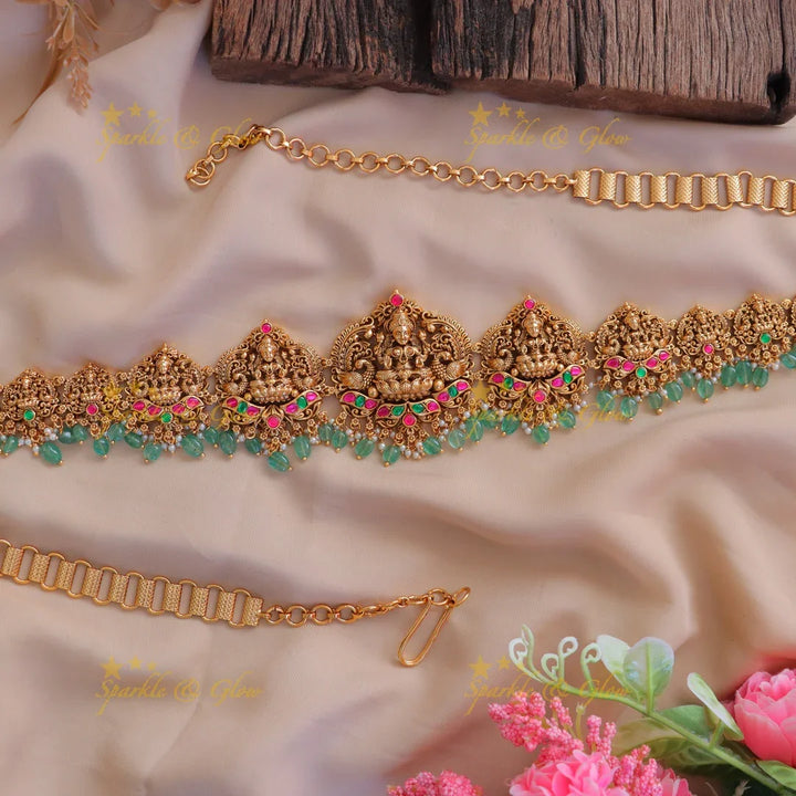 Exquisite Jadau Kundan Peacock Bridal Hip Chain