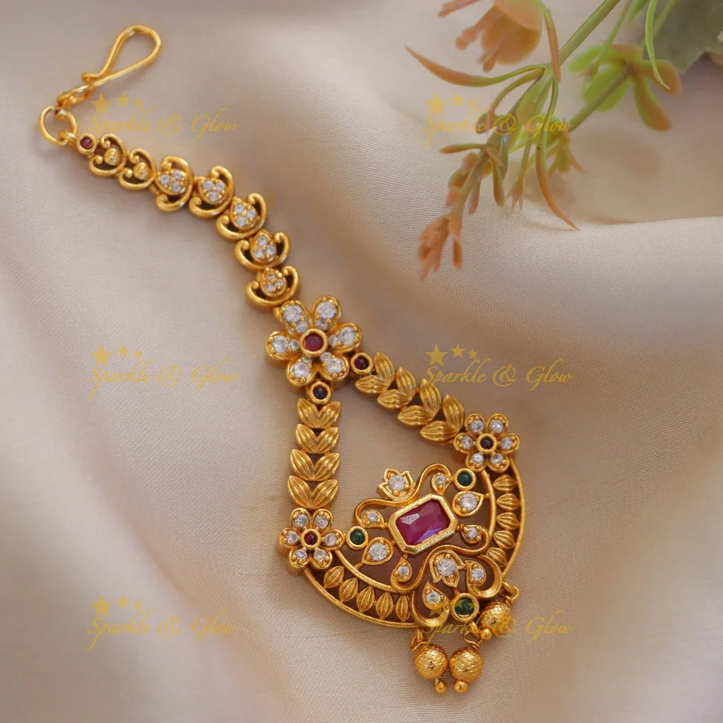 Exquisite Gold Maang Tikka for Festive and Wedding Wear