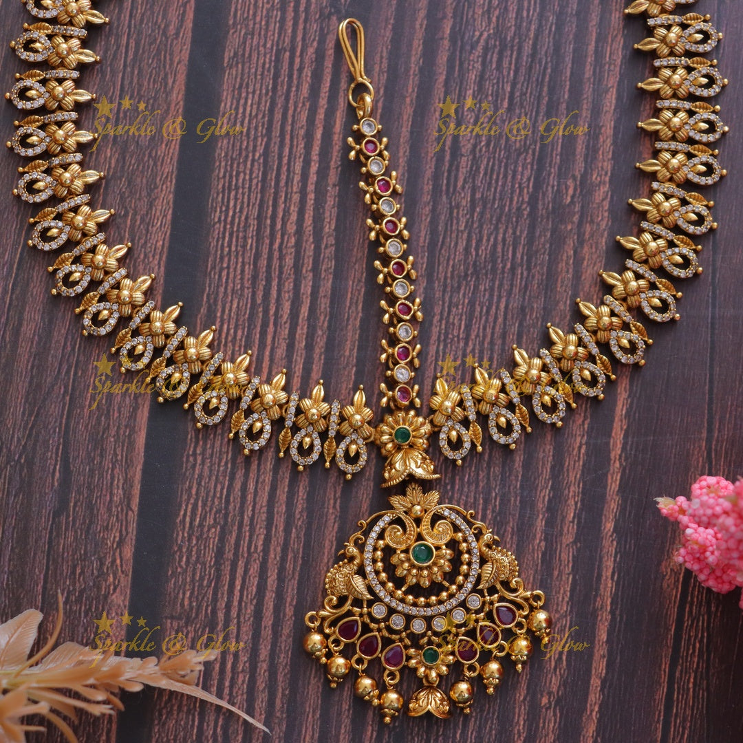 Exquisite Peacock CZ Bridal Maang Tikka Online