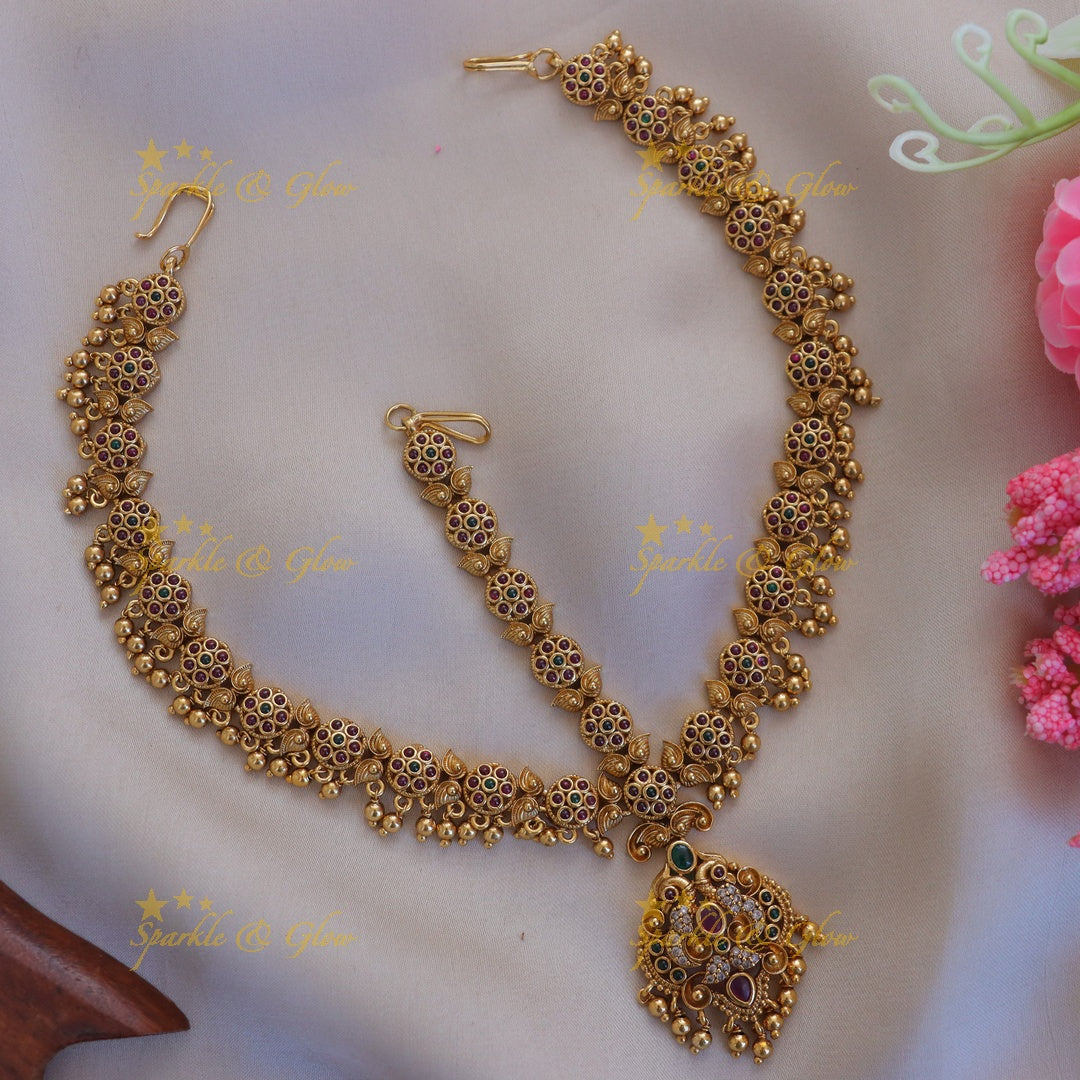 Exquisite Kemp Peacock Maang Tikka for Brides