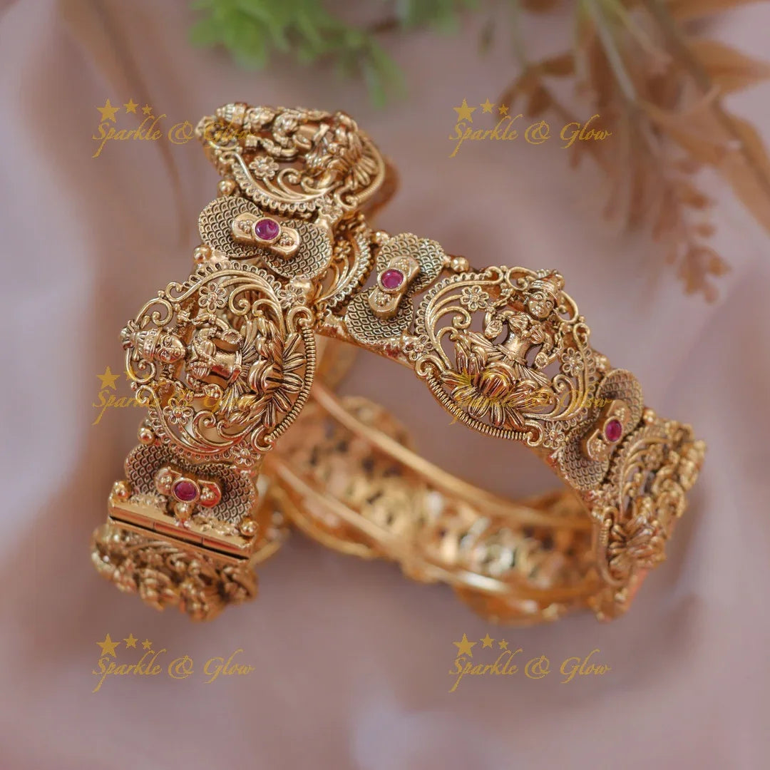 Exquisite Lakshmi Temple Bangles: Elegant Charm