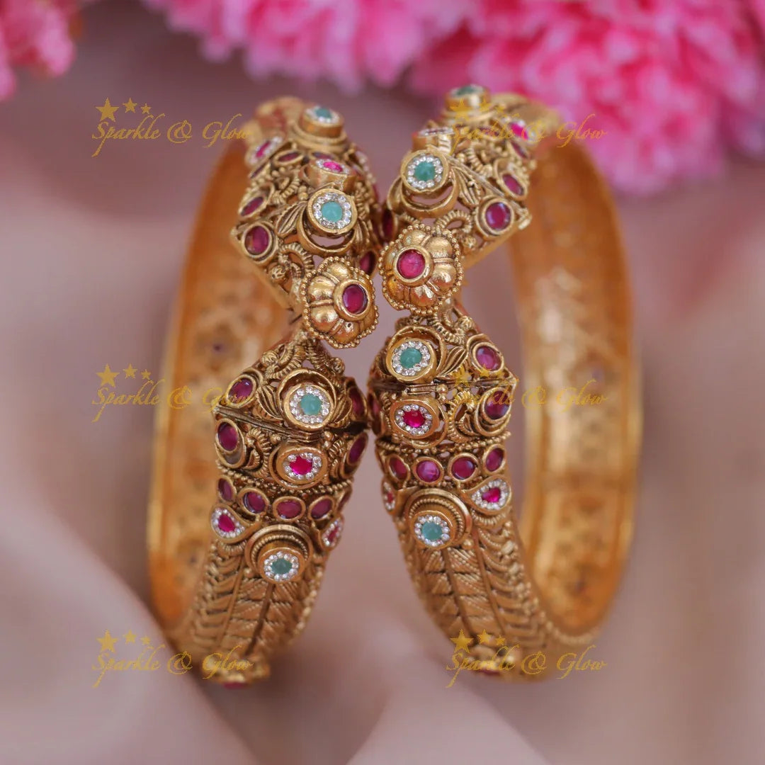Exquisite Floral Leaf Kada Bangles - Perfect for Every Occasion