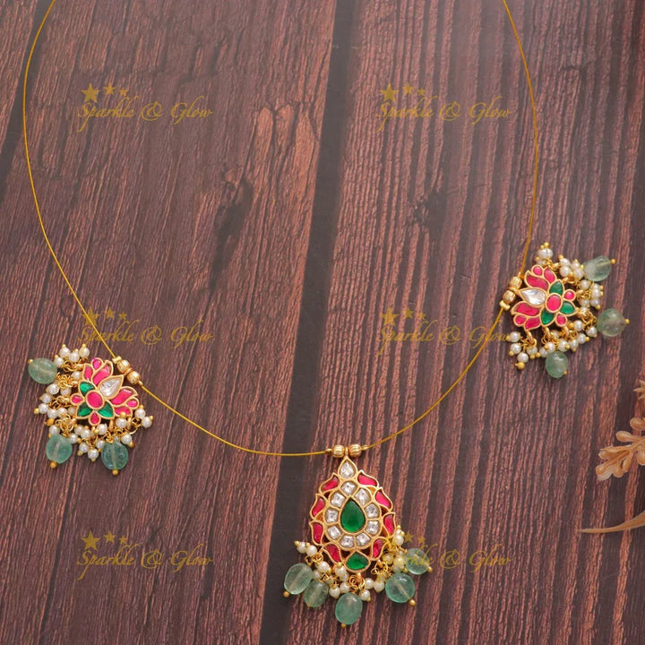 Lotus Drop Necklace - Elegant Festive Jewelry