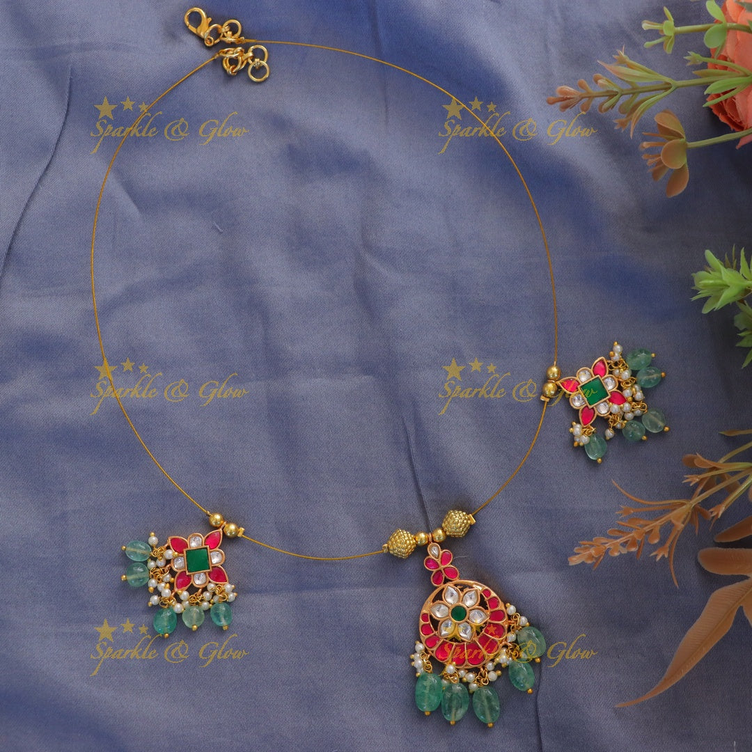 Exclusive floral mint green invisible necklace