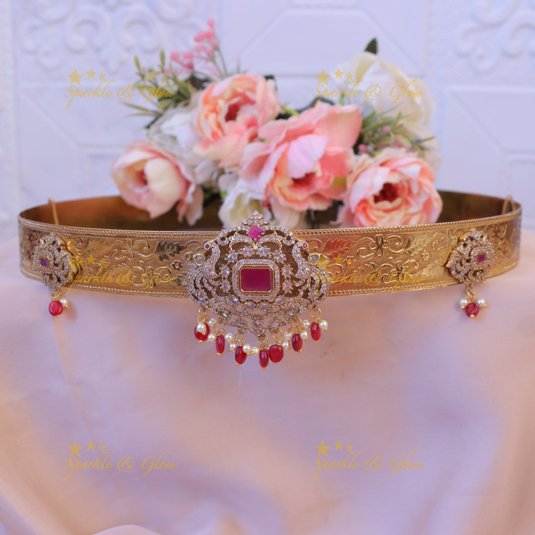 Exquisite Gold Imitation Peacock Hipbelt for Weddings