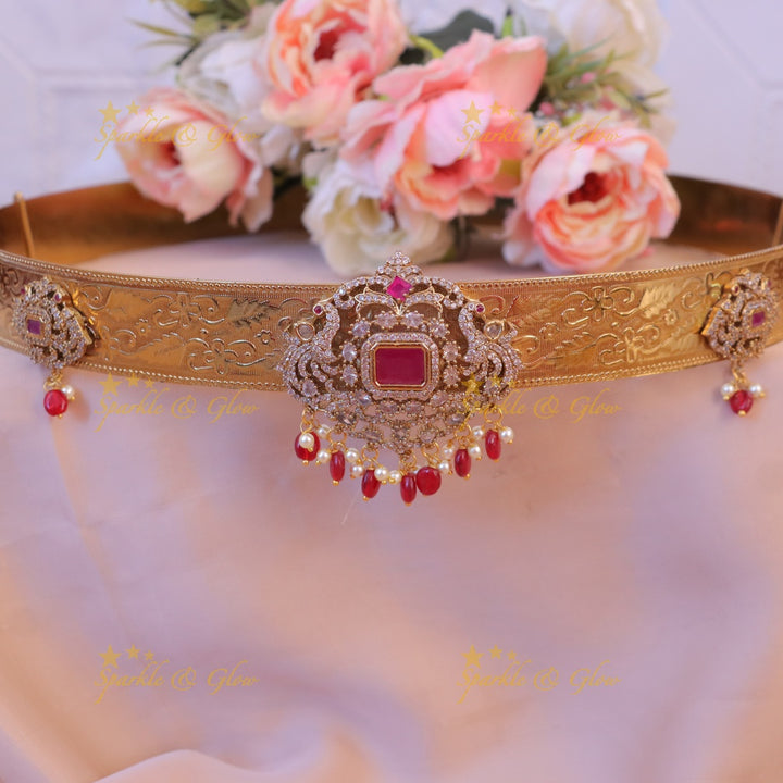 Exquisite Gold Imitation Peacock Hipbelt for Weddings