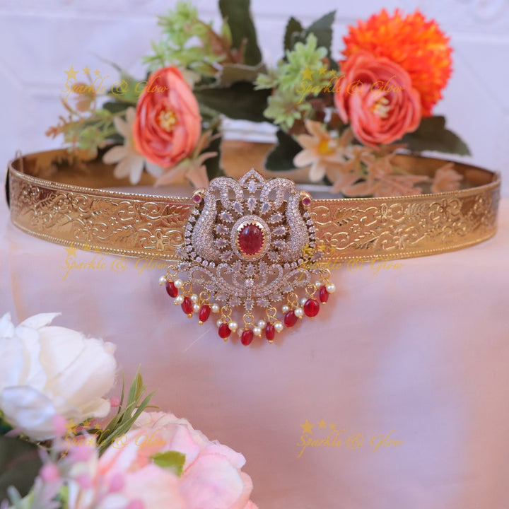 Exquisite Peacock Mango Hipbelt - Elegant Festive Wear