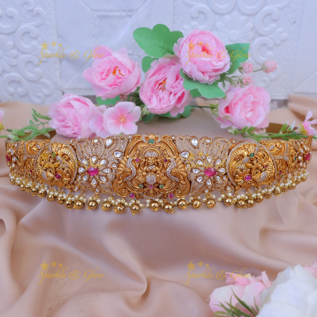 Lakshmi Gold Beads Hipbelt - Exquisite Floral Design