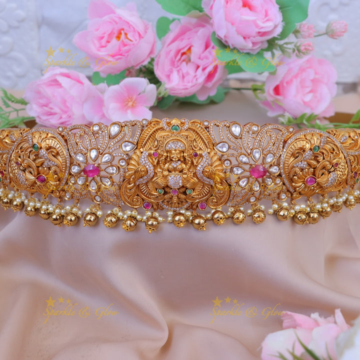 Lakshmi Gold Beads Hipbelt - Exquisite Floral Design