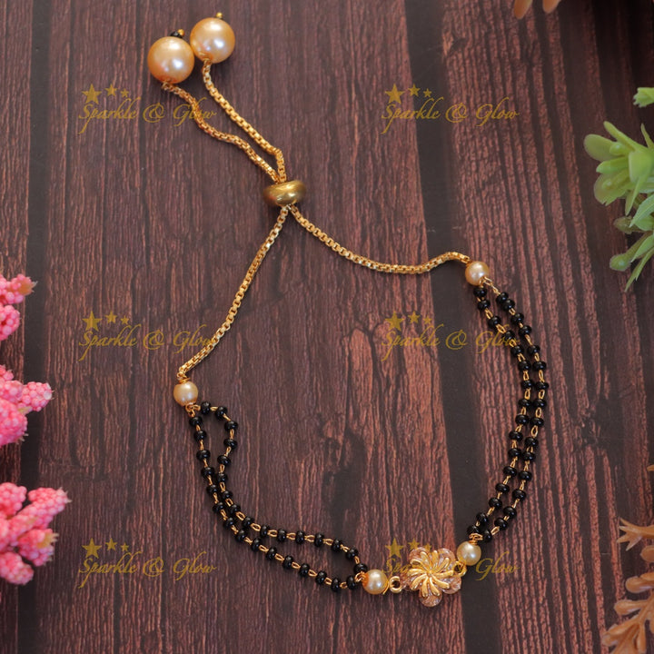 Elegant Black Bead Floral Bracelet for Every Occasion