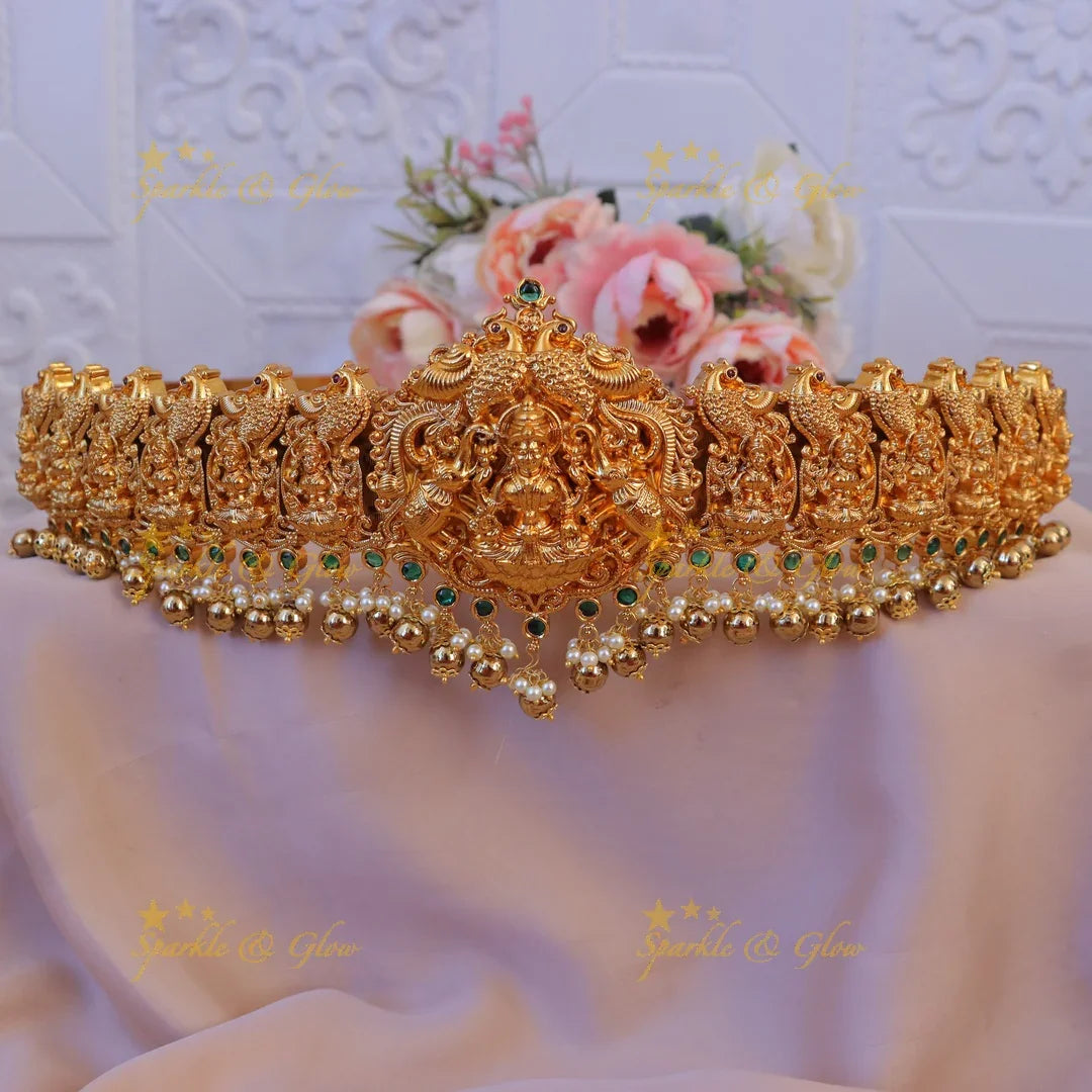 Elegant Gold Lakshmi Peacock Wedding Hipbelt