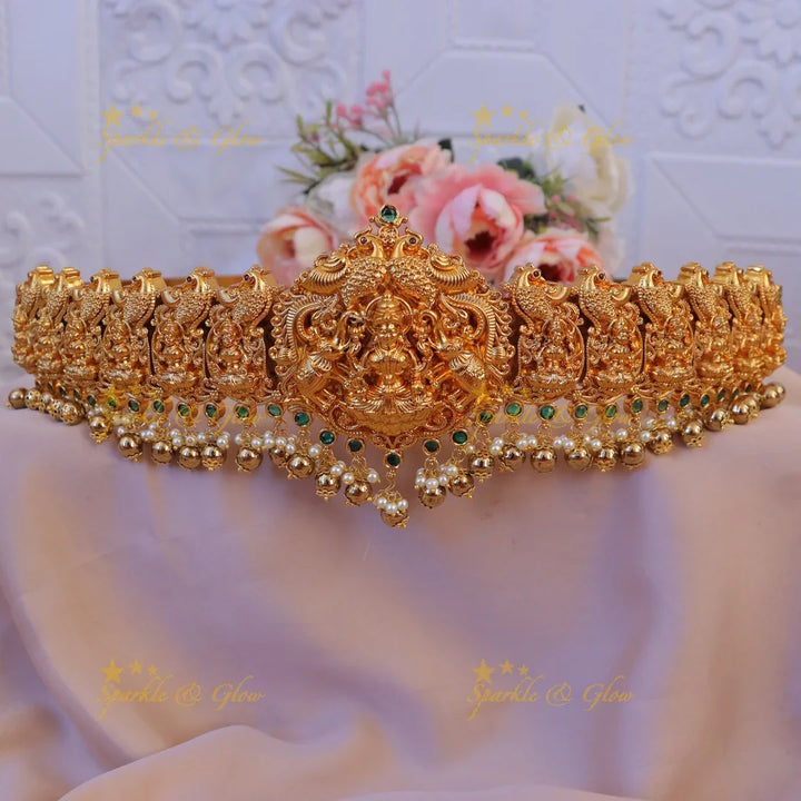 Elegant Gold Lakshmi Peacock Wedding Hipbelt