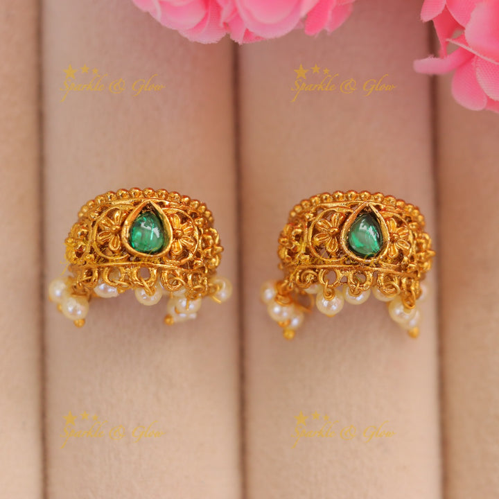 Dazzling Gold-Look Floral Pearl Bugadi Earrings