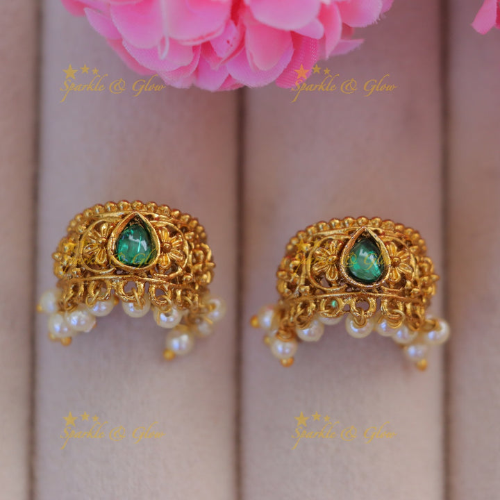 Dazzling Gold-Look Floral Pearl Bugadi Earrings