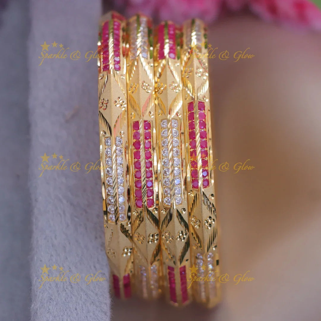 Elegant Gold-Toned Wedding Bangle with Floral Design